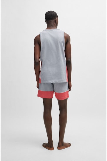 HUGO Stretch-Cotton Grey Pyjamas Vest With Mesh Panels