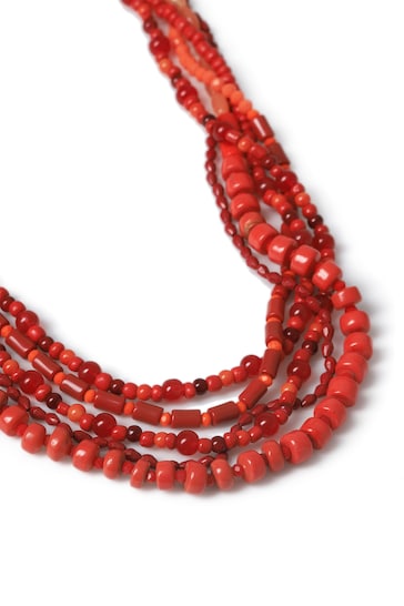 Aela Red Multi Collar Bead Necklace