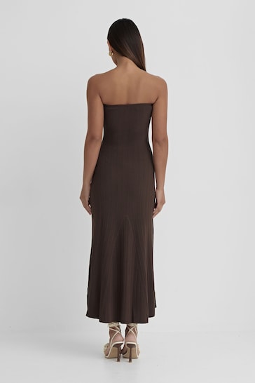 4th & Reckless Brown Henley Knit Bandeau Maxi Dress