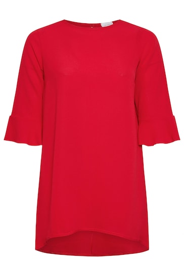Yours Curve Red Flute Sleeve Tunic