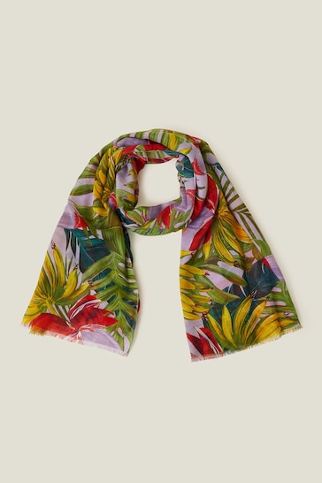 Accessorize Green Tropical Print Scarf