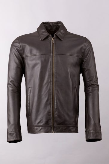 Lakeland Leather Brown Renwick Collared Leather Jacket