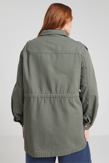 Simply Be Grey Waist Detail Cargo Jacket