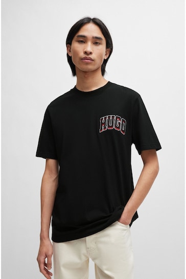 HUGO Sporty Varsity Logo Black T-Shirt