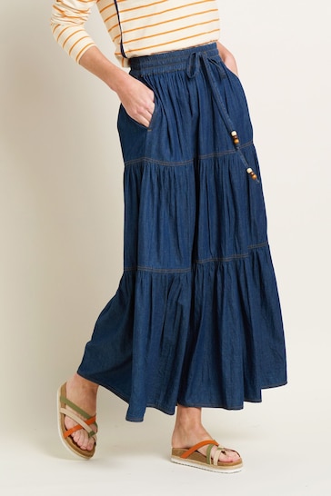 Brakeburn Blue Denim Maxi Skirt