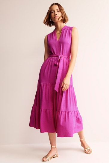 Boden Purple Naomi Notch Jersey Maxi Dress