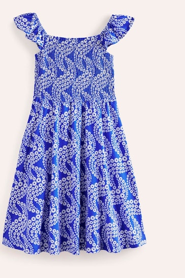 Boden Blue Shirred Jersey Dress