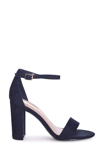 Linzi Blue Nelly Faux Suede Barely There Block Heeled Sandals