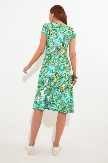 Joe Browns Green Swirl Print Knee-Length Jersey Wrap Dress