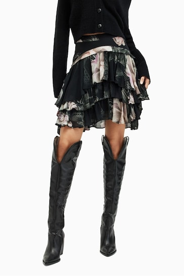 AllSaints Black Cavarly Valley Skirt