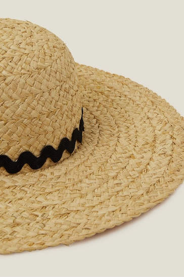 Accessorize Natural Floppy Hat with Ric Rac Trim