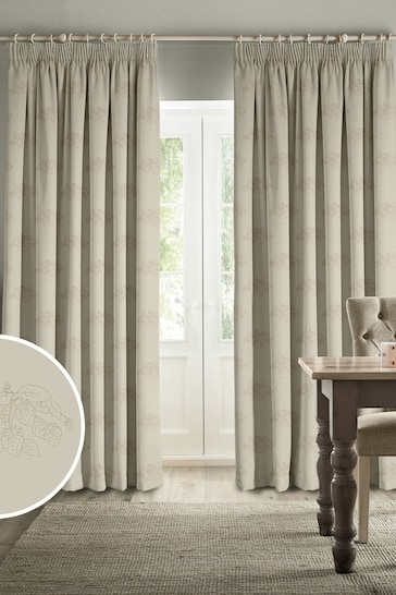 Sophie Allport Sage Green Vector Strawberry Made to Measure Curtains