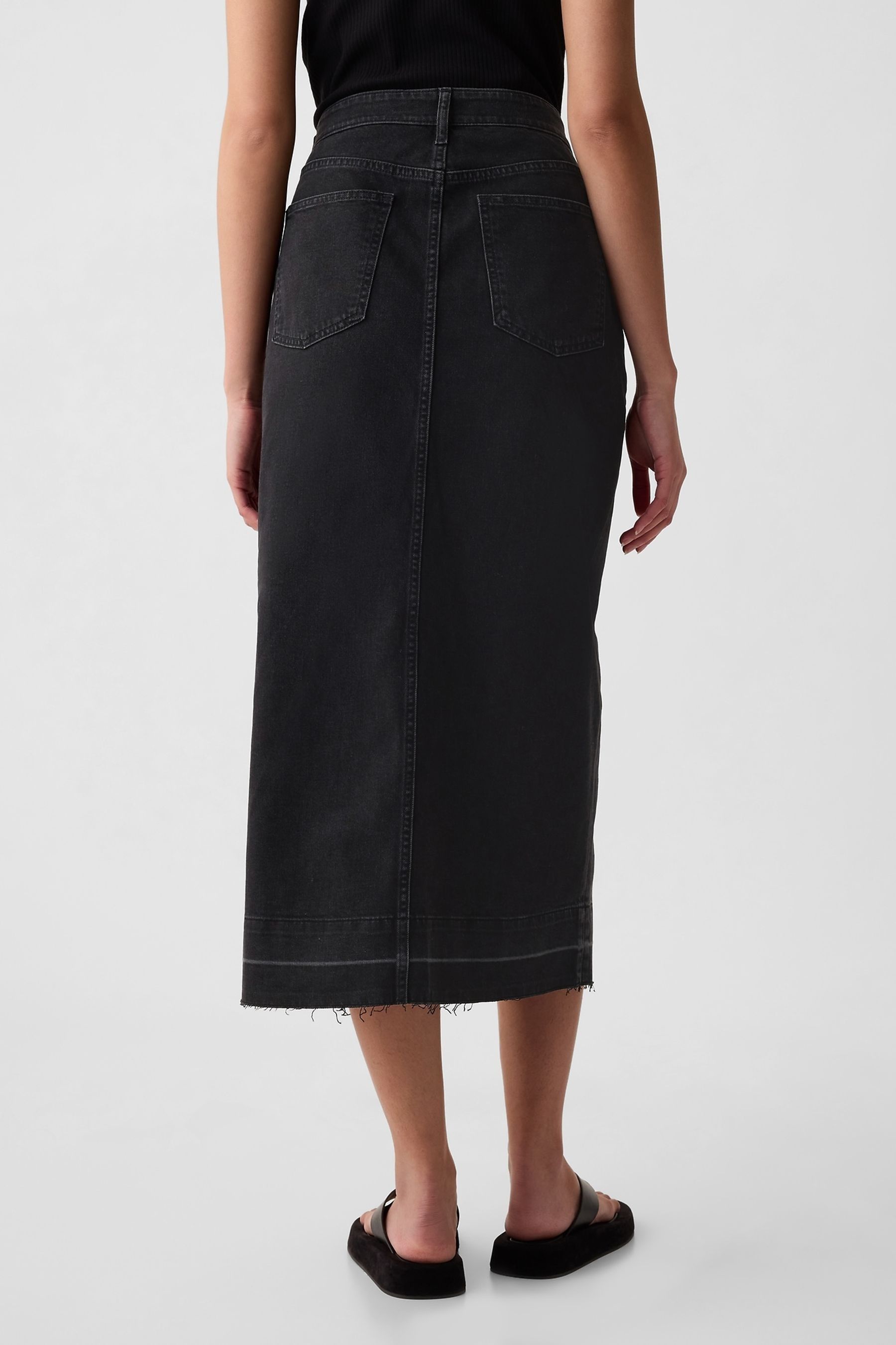 Gap Black Denim Midi Skirt