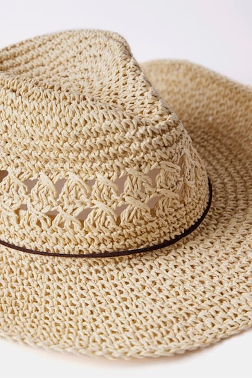 Mint Velvet Cream Straw Cowboy Hat