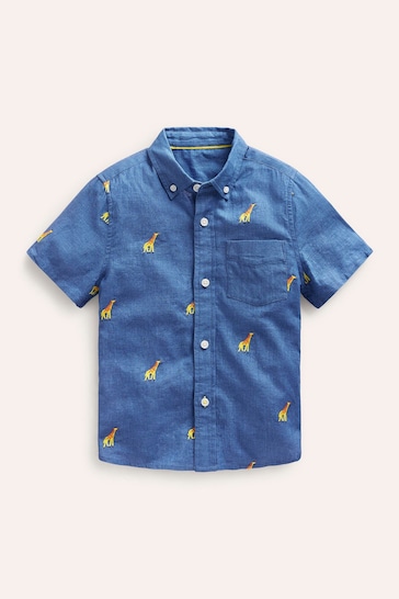 Boden Blue Cotton Linen Shirt