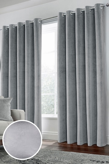 Enhanced Living Grey Thermal Blackout Hampton Readymade Curtains