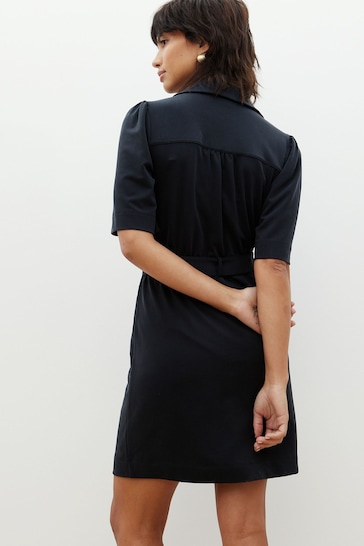 Oliver Bonas Short Sleeve Black Mini Dress