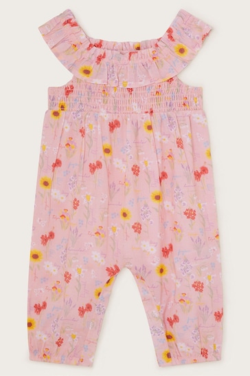 Monsoon Pink Newborn Sunflower Playsuit