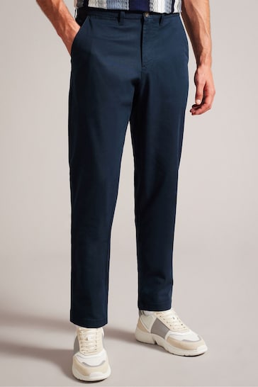 Ted Baker Blue Regular Fit Haybrn Textured Chino Trousers
