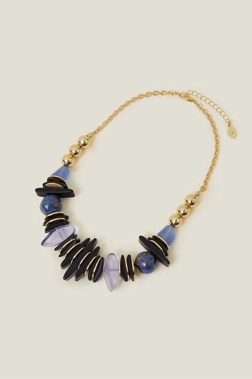 Accessorize Blue Mixed Disc Statement Necklace