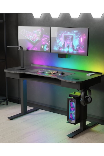 Koble Black Cyclone Carbon Fibre Height Adjustable Gaming Desk