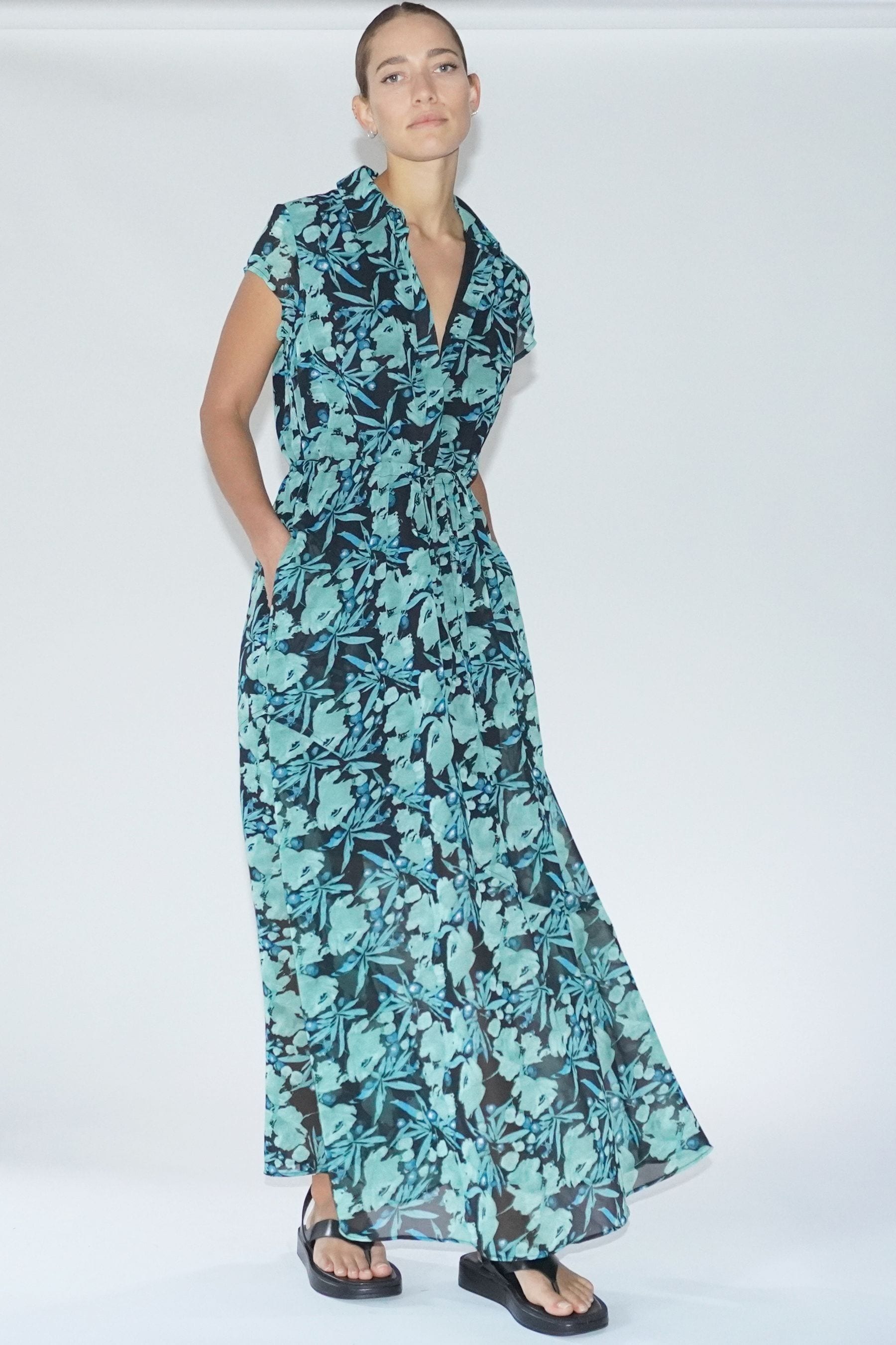 Floral maxi shirt dress uk discount
