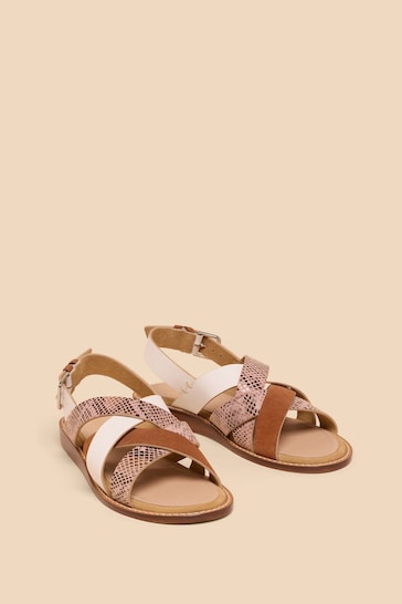 White Stuff Brown Holly Leather Mini Wedges