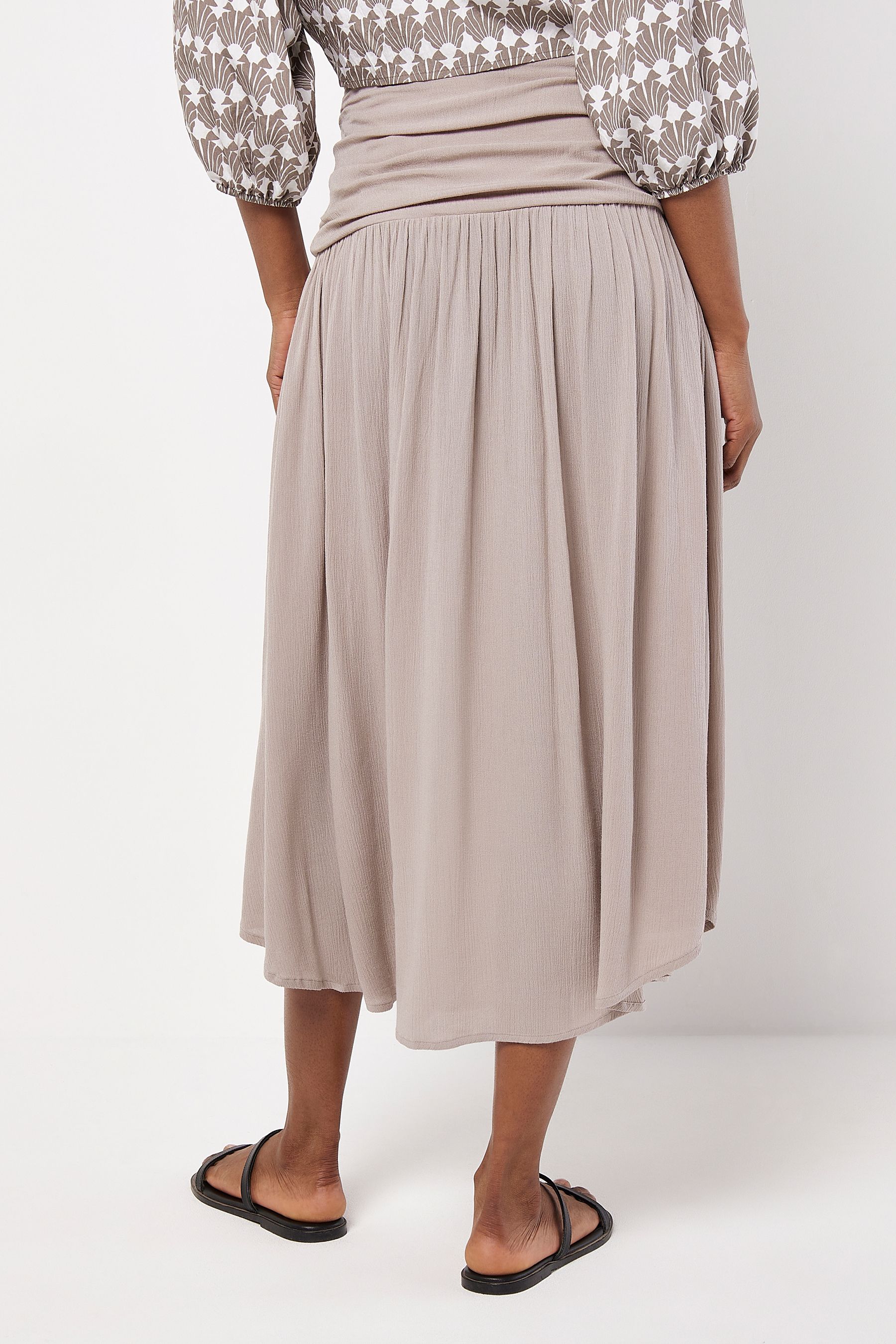 Curved hem midi wrap skirt top