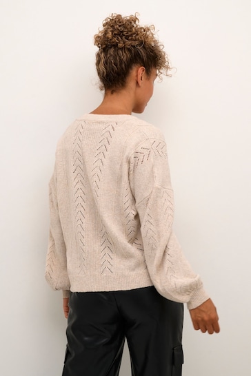 Cream Holiday Open Front Knitted Cardigan
