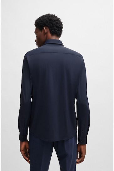 BOSS Blue Stretch Jersey Slim Fit Shirt