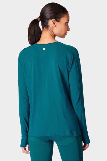 Sweaty Betty Reef Teal Blue Athlete Seamless Featherweight Long Sleeve Top