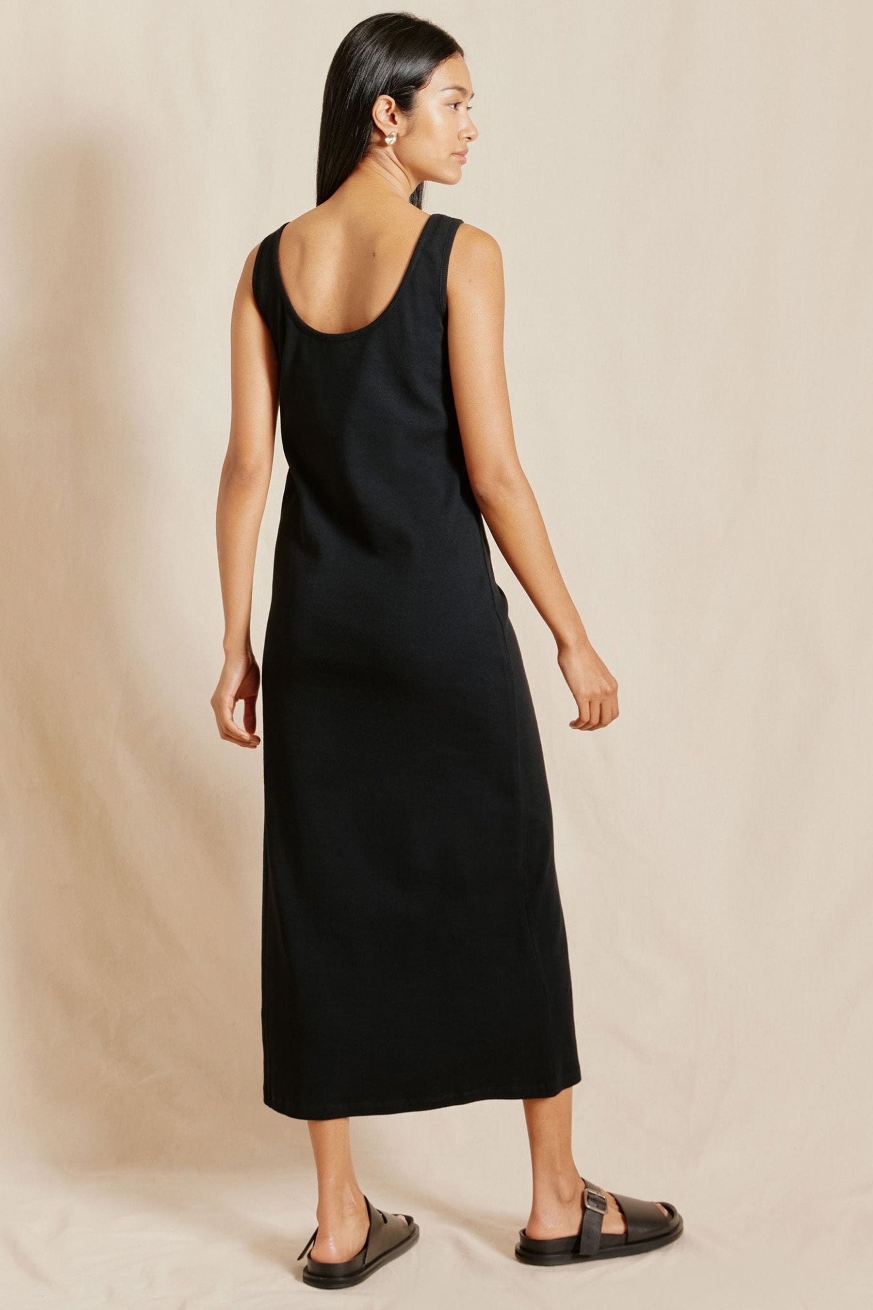 Albaray Black Jersey Rib Maxi Vest Dress