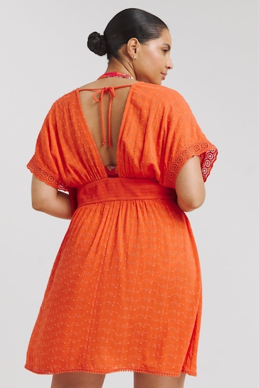 Figleaves Orange Broderie Beach Dress