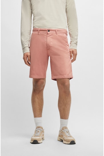 BOSS Pink Slim Fit Stretch Cotton Twill Shorts