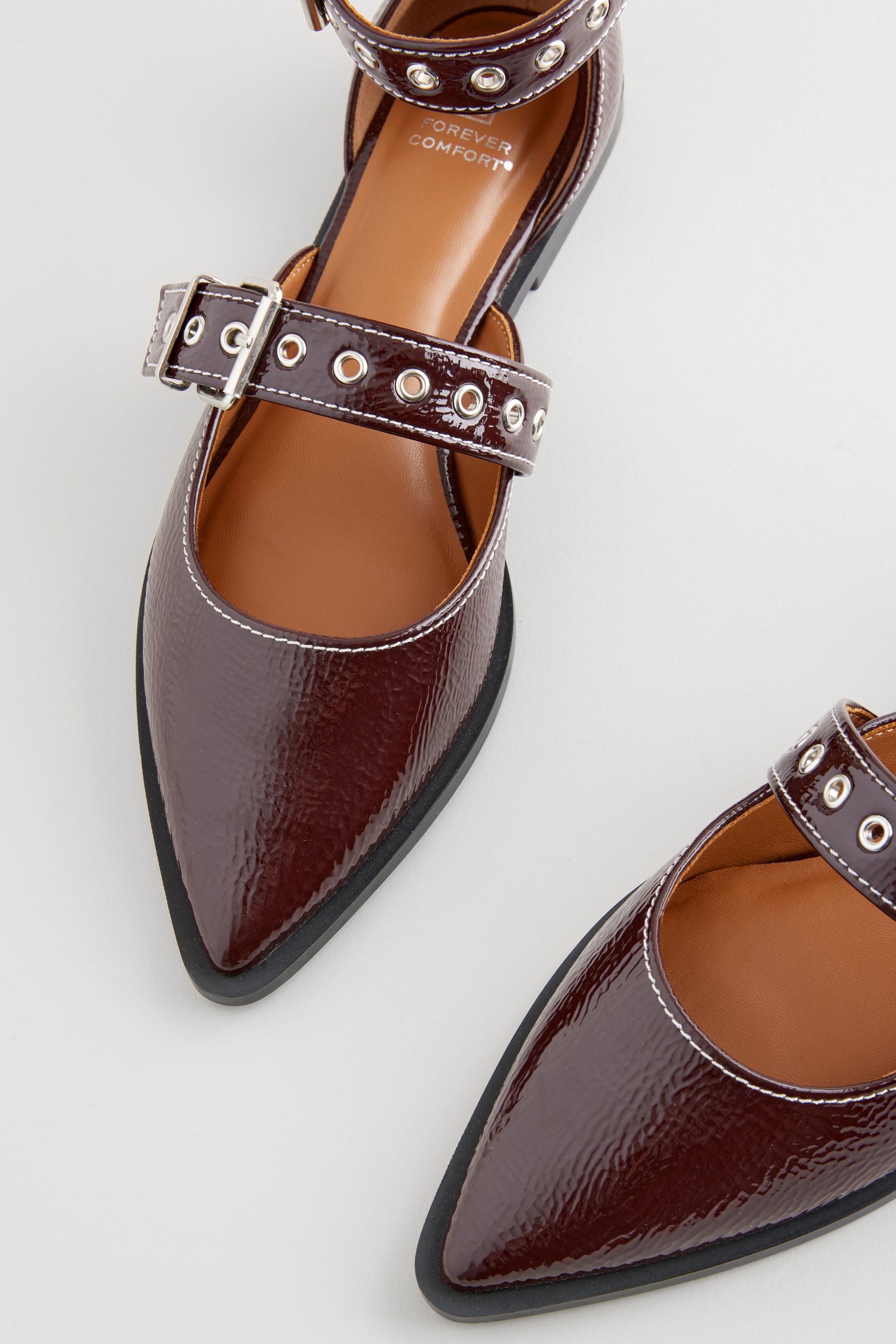 Berry Red Forever Comfort Patent Eyelet Point Toe Shoes