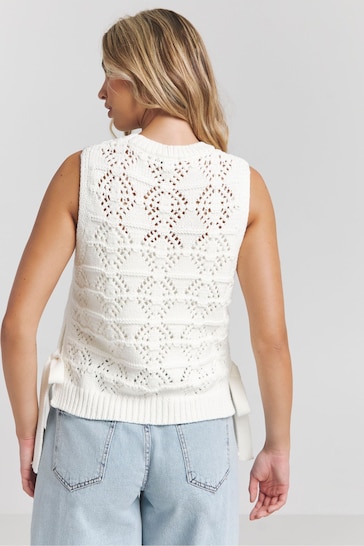 Simply Be Cream Cotton Tie Side Knitted Tank