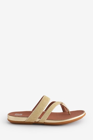 FitFlop Gold Gracie Shimmerlux Strappy Toe Post Sandals