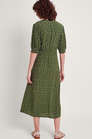 Monsoon Green Myla Embroidered Tea Dress
