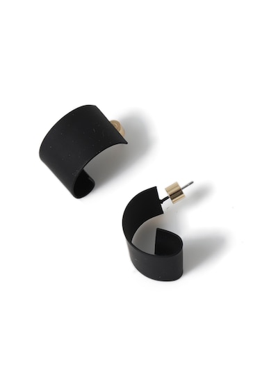 Aela Powdercoat Stud Black Earrings