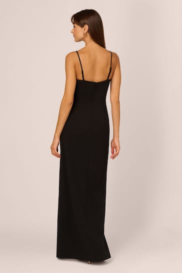 Adrianna Papell Knit Crepe Column Black Gown