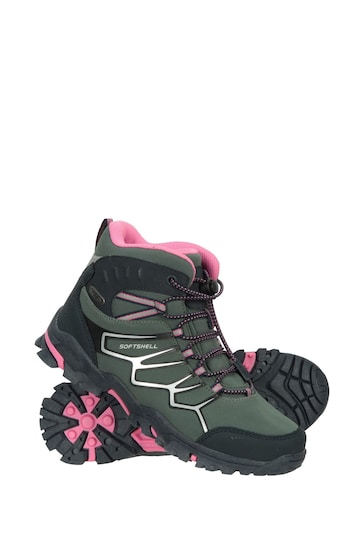 Mountain Warehouse Green Kids Softshell Walking Boots