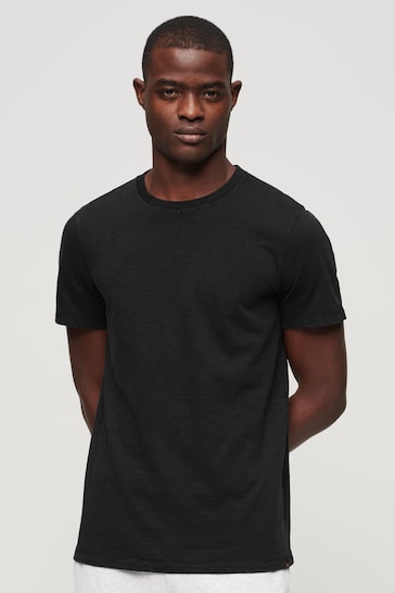 Superdry Black Crew Neck Slub Short Sleeved T-Shirt