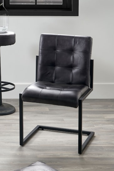 Pacific Black Arlo Leather and Iron Buttoned Chair
