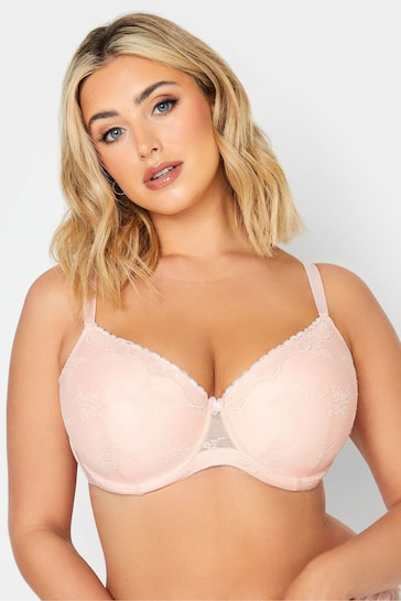 Yours Curve Pink Sheer Lace Padded Bra 2 Pack