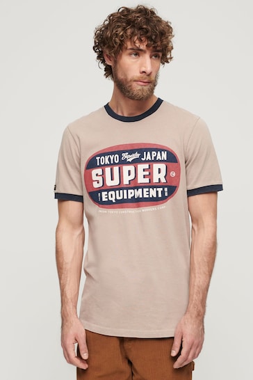Superdry Nude Ringer Workwear Graphic T-Shirt