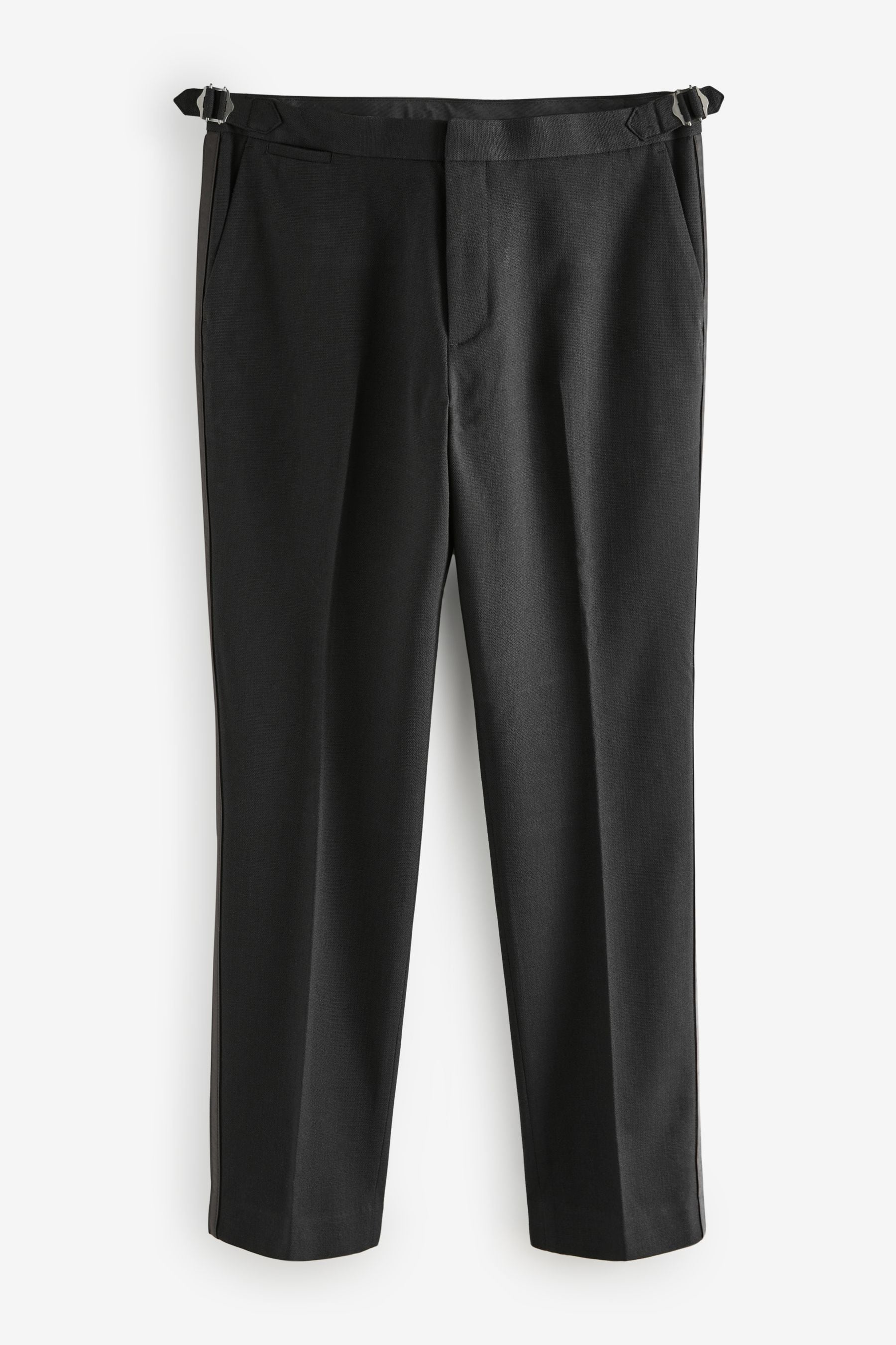 Black Slim Fit Tuxedo Trousers With Wool