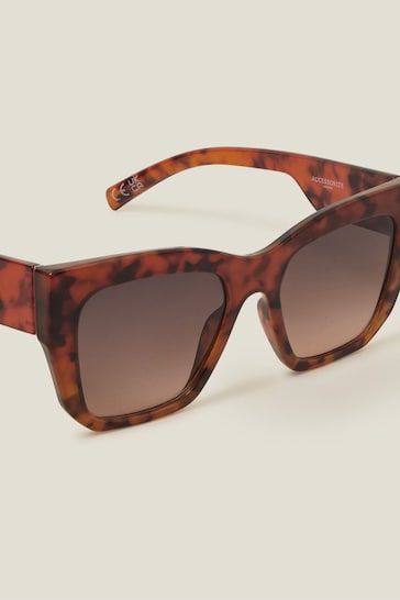 Accessorize Tortoiseshell Chunky Cateye Brown Sunglasses