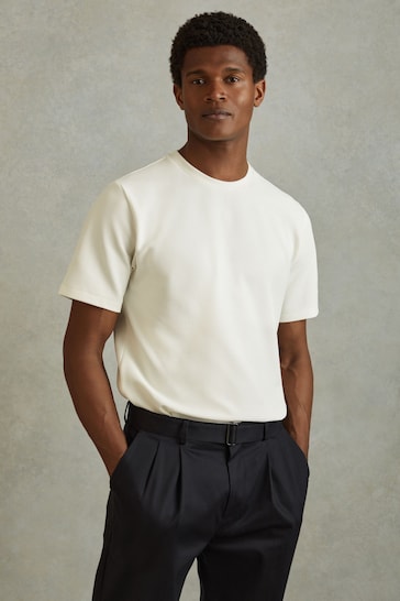 Reiss Off White Wick Textured Crew-Neck T-Shirt