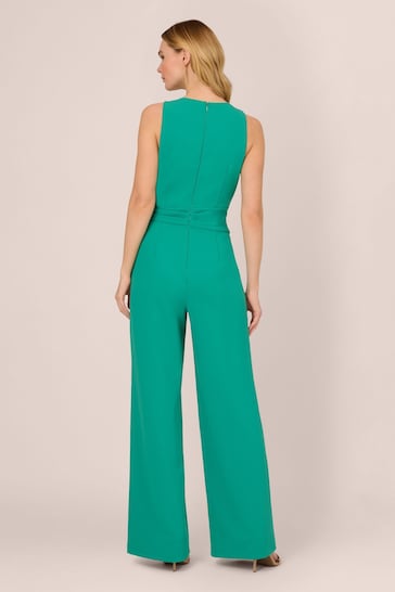 Adrianna Papell Wide Leg Green Bow Detail Jumpsuit