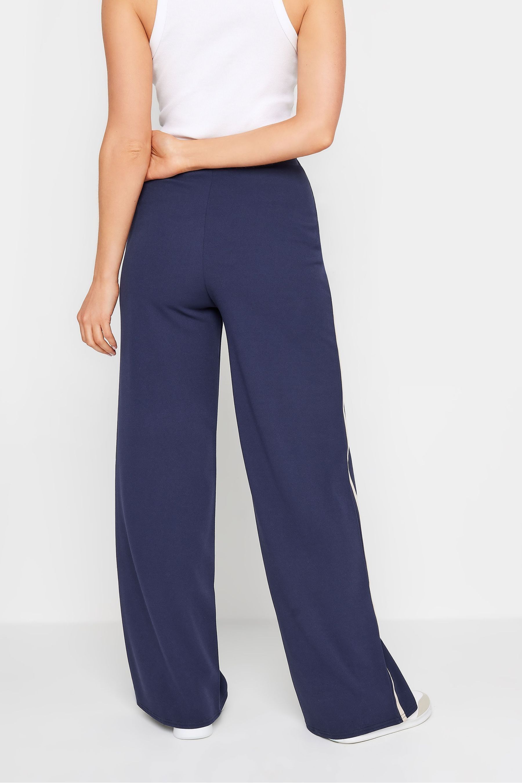 Blue side stripe trousers online